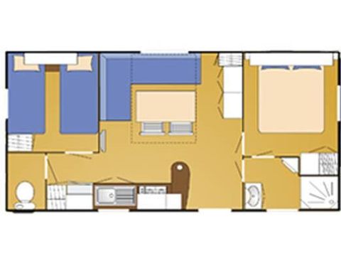 MOBILHOME 5 personnes - Mobil home Confort 27m² - 2 chambres + terrasse semi-couverte + TV 2/5 pers