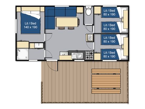 MOBILHOME 6 personnes - FAMILLE avec Terrasse couverte