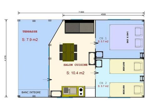TENTE TOILE ET BOIS 4 personnes - Confort 3 Pièces 4 Personnes Sans Sanitaires