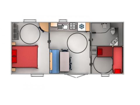 MOBILHOME 4 personnes - CONFORT PMR + Clim, 2 chambres