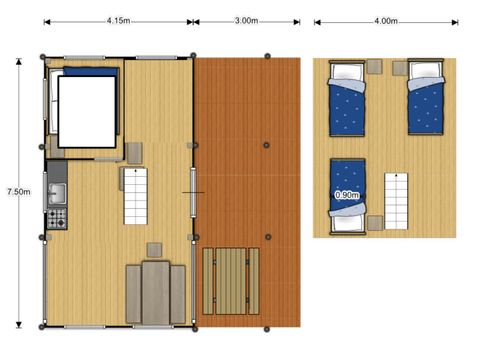 BUNGALOW TOILÉ 5 personnes - Tente Lodge