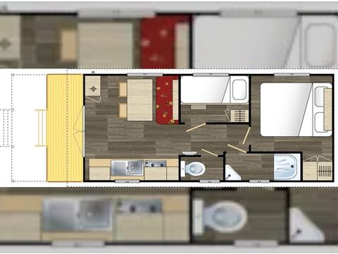 Hébergement 4 personnes - Roulotte Standard 20m² - 2 chambres - Salon de jardin