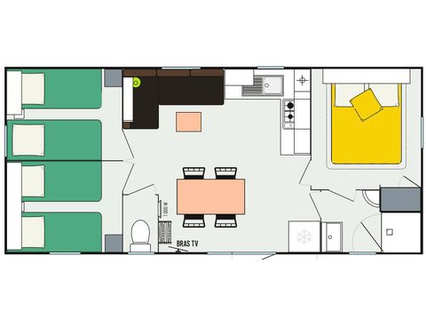 MOBILHOME 6 personnes - 4 Pièces 6 Personnes + TV