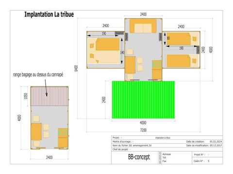 Tente en toile et en bois 4 personnes - Lodge Tribu - Sans sanitaires
