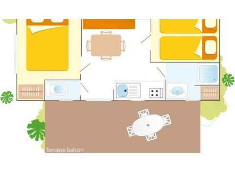 MOBILHOME 4 personnes - Classic | 2 Ch. | 4 Pers. | Terrasse surélevée | Clim.
