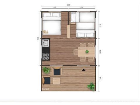 Tente en toile et en bois 5 personnes - Tente Lodge sans salle de bain