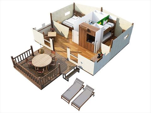 Tente en toile et en bois 5 personnes - Safari (haute saison samedi)