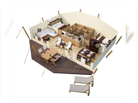 TENTE TOILE ET BOIS 4 personnes - Royal Lodge