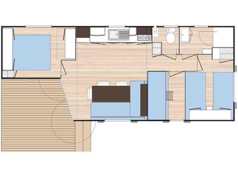 MOBILHOME 6 personnes - Confort + 32 m² - 3 chambres - climatisation