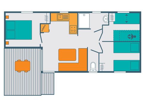 MOBILHOME 6 personnes - PREMIUM 6 pers (28m²)
