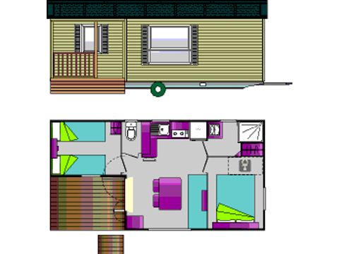 MOBILHOME 4 personnes - Loggia 31m², 2 chambres, terrasse Loggia intégrée, climatisation