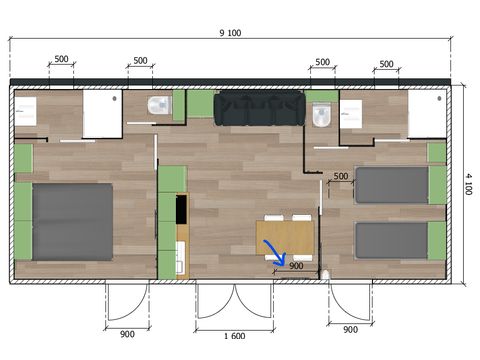 MOBILHOME 4 personnes - XXL premium 35m² jacuzzi, 2 chambres+ 2 sdb +TV+lave vaisselle+climatisation