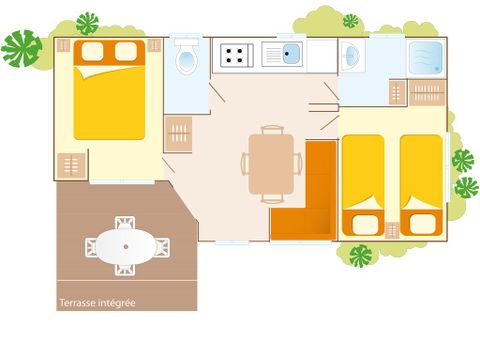 MOBILHOME 6 personnes - Comfort | 2 Ch. | 4/6 Pers. | Terrasse simple