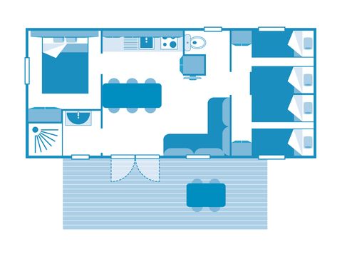 MOBILHOME 6 personnes - COTTAGE 6p 3ch clim ****