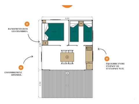 Tente en toile et en bois 4 personnes - Lodge Safari (Photos non contractuelles : en cours d'installation)