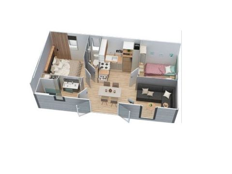 MOBILHOME 4 personnes - PREMIUM 2 CH - 30 m² / terrasse couverte 15 m²  ( animaux non acceptés- non fumeur).
