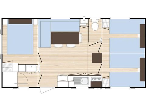 MOBILHOME 6 personnes - Le Family 3 chambres 29m² (4 adultes maxi - animaux interdits - non fumeur)