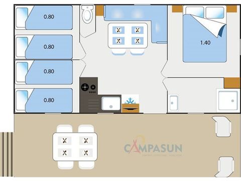 Mobilhome 6 personnes - Mobil home Aups - 28m² - 3 chambres + TV + A/C