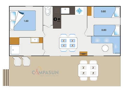 Mobilhome 4 personnes - Mobil home Castellane côté jardin - 30m² - 2 chambres + TV + A/C