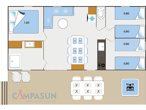 Mobilhome 6 personnes - Mobil home Cotignac Jacuzzi privé - 33m² - 3 chambres - Lave vaisselle + TV + A/C