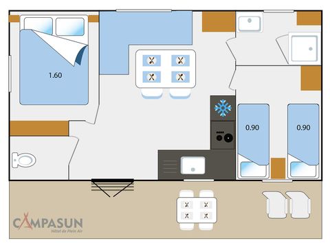 Mobilhome 5 personnes - Mobil home Provence 2 chambres