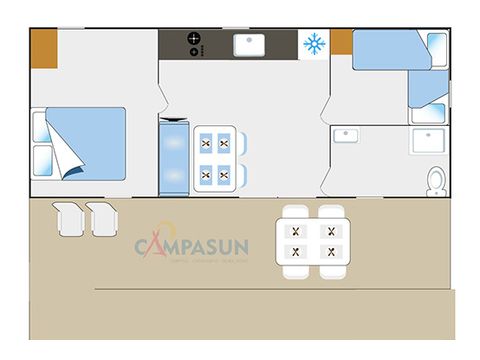 MOBILHOME 4 personnes - Cottage PMR adapté pour personnes à mobilité réduite - 30m² - 2 chambres