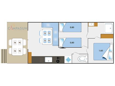 MOBILHOME 4 personnes - Cottage Premium - 27m² - 2 Chambres