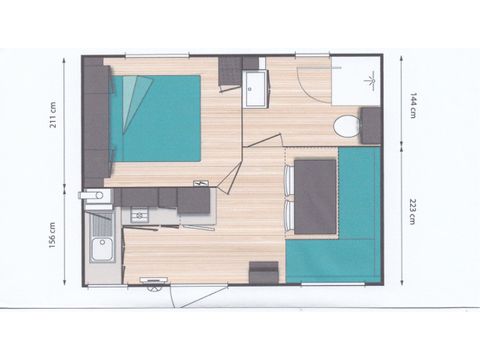 MOBILHOME 2 personnes - MOBIL HOME 1 CHAMBRE
