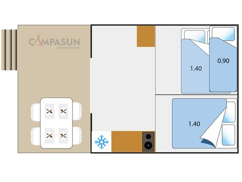 Tente en toile et en bois 4 personnes - Eco Lodge Verdon - 34m² - 2 chambres (sans sanitaires)