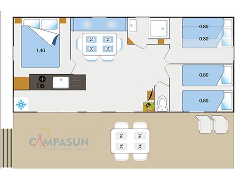 MOBILHOME 6 personnes - Cottage Confort 3 Chambre + climatisation + Lave vaisselle