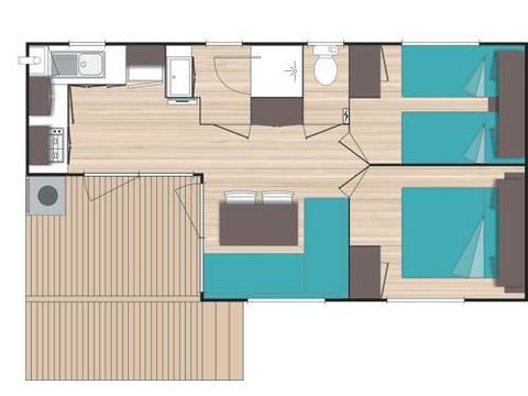 BUNGALOW 4 personnes - 2 chambres climatisé - 33m2 + terrasse couverte