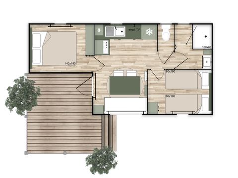 MOBILHOME 4 personnes - Cottage Prémium_4p climatisé