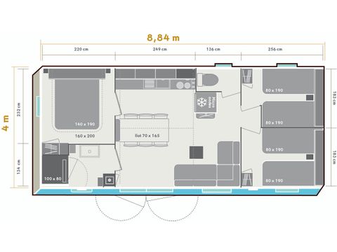 MOBILHOME 6 personnes - Ciela Privilège 3 chambres - Lave-vaiselle, barbecue