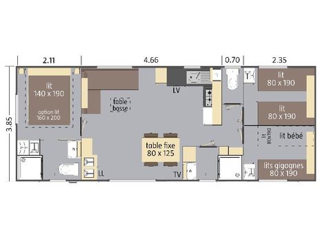 MOBILHOME 6 personnes - FAMILY climatisé DIMANCHE