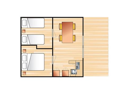 TENTE TOILE ET BOIS 4 personnes - Tente lodge 4 pers. 2 ch.