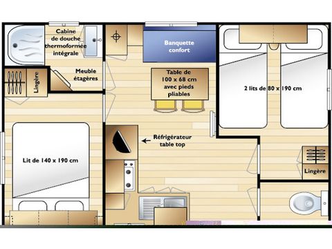 MOBILHOME 4 personnes - 2 chambres en DIMANCHE (Juillet/Août)