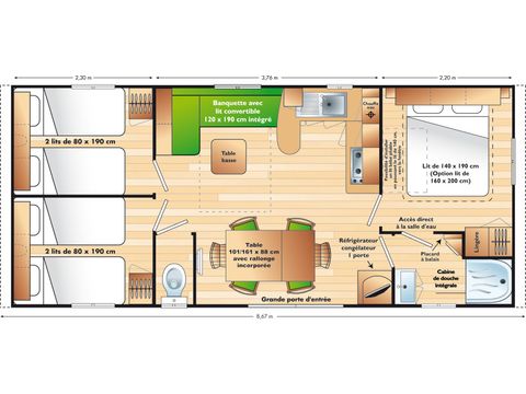 MOBILHOME 6 personnes - MOBIL-HOME 3 chambres avec CLIM en DIMANCHE (Juillet/Août)