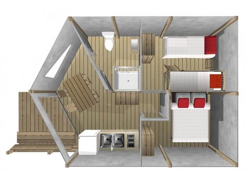 TENTE TOILE ET BOIS 5 personnes - Tente Lodge Confort (avec sanitaires)