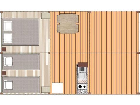 Tente en toile et en bois 5 personnes - LODGE STANDARD (SANS SANITAIRES)
