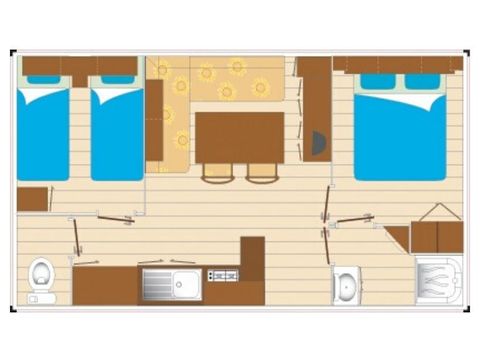 Mobilhome 6 personnes - Evasion 6 personnes 2 chambres 23m²