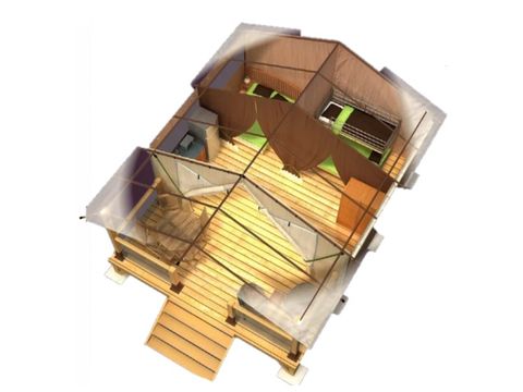 Bungalow toilé 5 personnes - 2 chambres - 30m² - Sans sanitaires