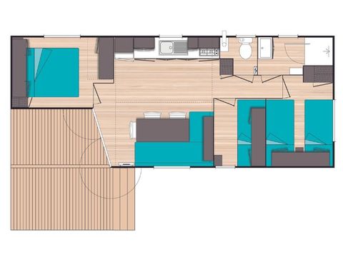 MOBILHOME 6 personnes - 3 Chambres Loisirs - TV - CLIM