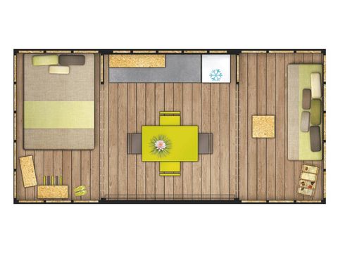 TENTE TOILE ET BOIS 4 personnes - Lodge Maori Confort 17m² (2 chambres) - sans sanitaires + terrasse couverte 2/4 pers