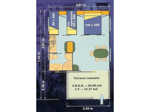 CHALET 5 personnes - Chalet Confort 25m² (2 chambres) + terrasse couverte 5 pers