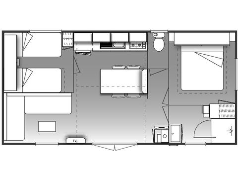 MOBILHOME 6 personnes -  Mobil home Confort 29 m² (2 chambres) + terrasse couverte + TV 4/6 pers