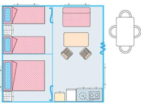 MOBILHOME 6 personnes - Bungalow Funflower Standard 25m² (2 chambres) - sans sanitaires privés 4/5 pers