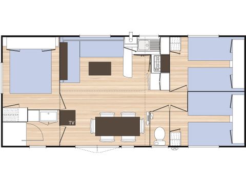 MOBILHOME 6 personnes -  Mobil home Confort 31m² (3 chambres) + terrasse couverte + TV 6 pers