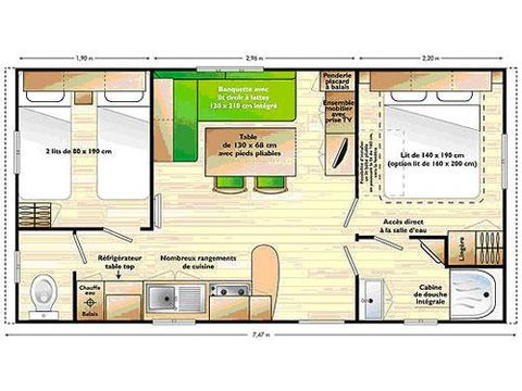 MOBILHOME 5 personnes - Super Mercure 30m² - 2 chambres avec une terrasse couverte