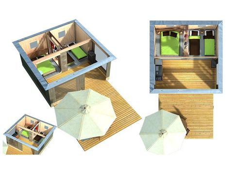 TENTE TOILE ET BOIS 4 personnes - Lodge 2 chambres