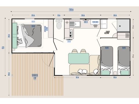 MOBILHOME 4 personnes - LOGGIA 2/4 pers., 27.5m2, terrasse couverte, climatisation